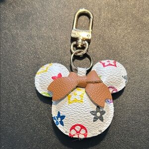 NWOT Upcycled Mickey Keychain with Bow